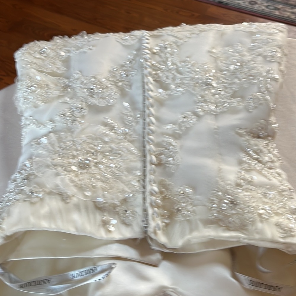 Strapless Lace Appliqué Wedding Dress in Ivory - Picture 5 of 9
